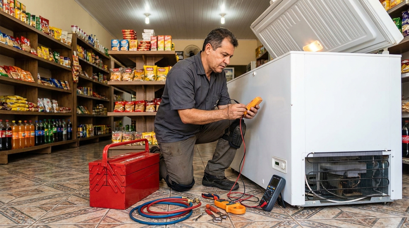 Carga de gás em freezer em Canoas‑RS